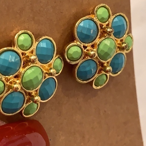 💐5/25 two pair lot pink flower statement gold - Picture 6 of 9